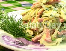 Салат с копченой колбасой и свежим огурцом рецепт Вкусный салат со свежим огурцом и колбасой